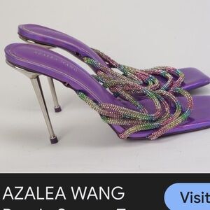 Purple Square-Toe Strappy Heel